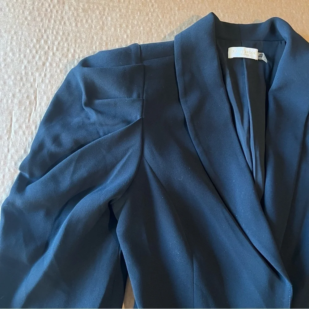 Ramy Brook Albie Jacket, black, dramatic shoulder detail, button closure, sz 0